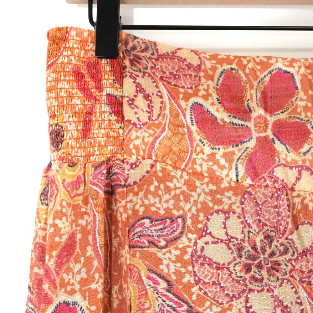 Nanette Lepore Orange Floral Tiered Wide Leg Pants Women's Medium Boho Artsy - Picture 5 of 12